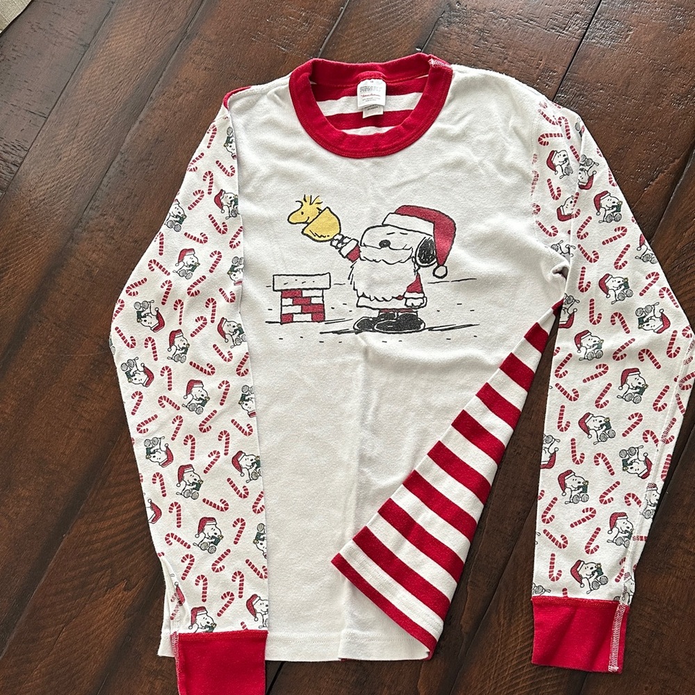 XS Adult Snoopy Peanuts Holiday Long John Pajama Top